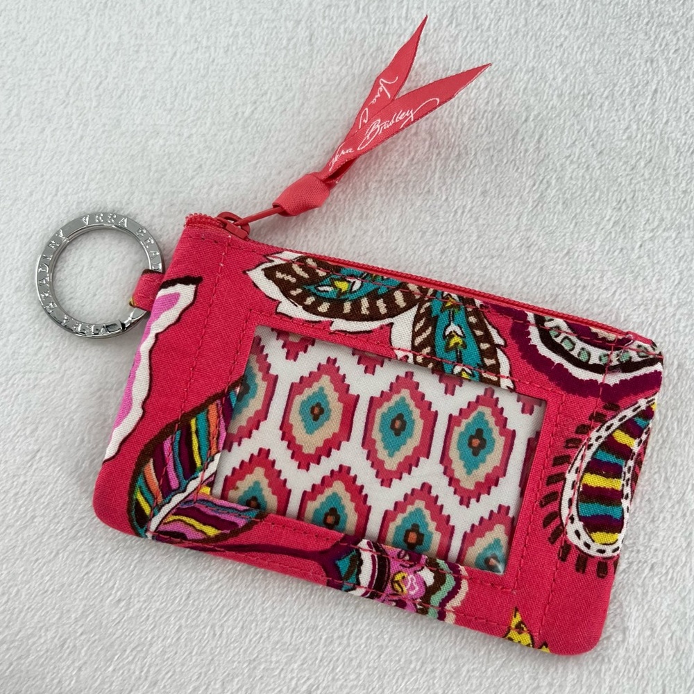 Vera Bradley Pink Paisley Zip ID Case